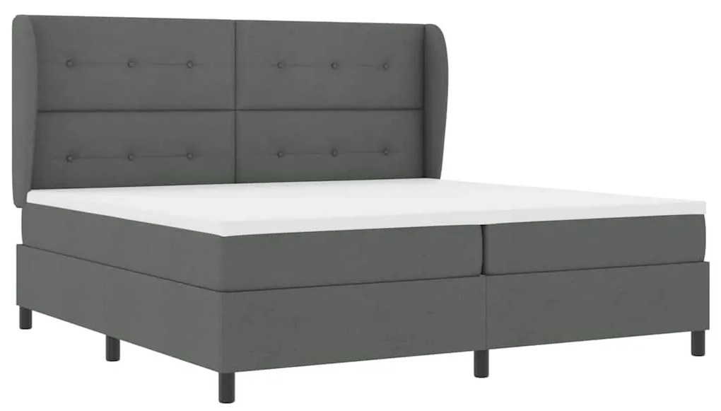 Cama com Estrado e Colchão Cinza Escuro, 200x200 cm de Tecido