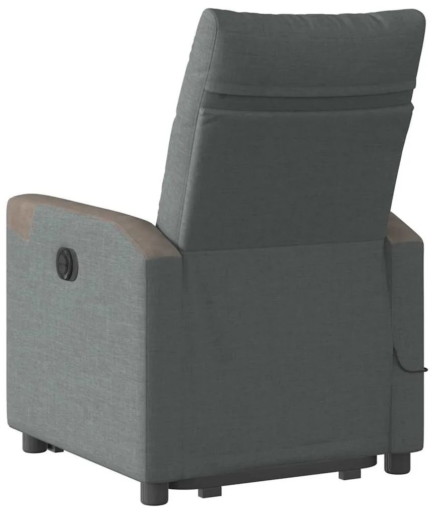 Poltrona elevatória de massagens tecido cinzento-escuro
