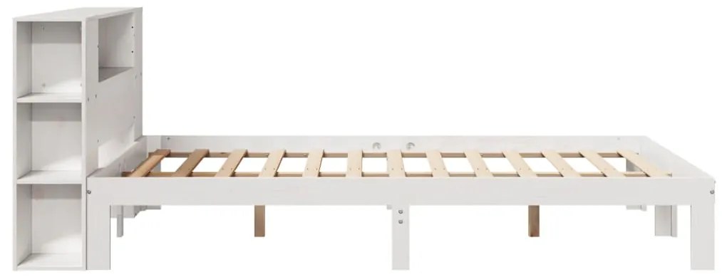 Cama com estante sem colchão 140x200 cm pinho maciço branco