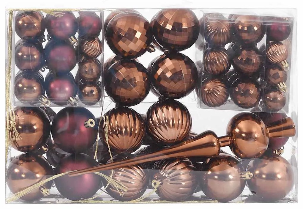 Enfeites de Natal 98 pcs Ø3/4/6 cm castanho