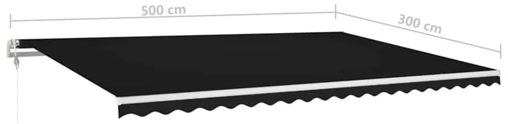 Toldo automático com LED e sensor de vento 500x300 cm antracite
