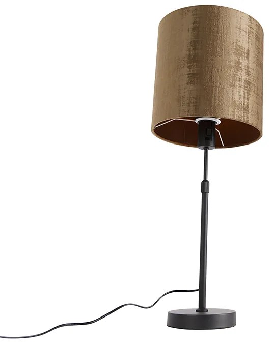 CAndeeiro de mesa preto abajur veludo castanho 25cm ajustável - PARTE Moderno