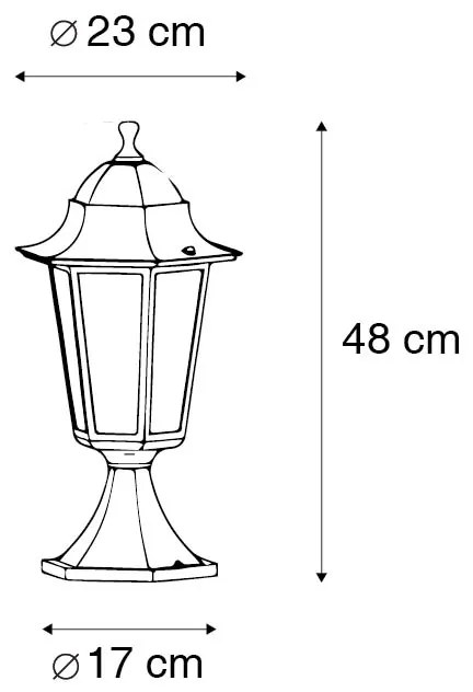 Base de lanterna clássica para exterior preta 48 cm IP44 - Nova Orleans Clássico / Antigo