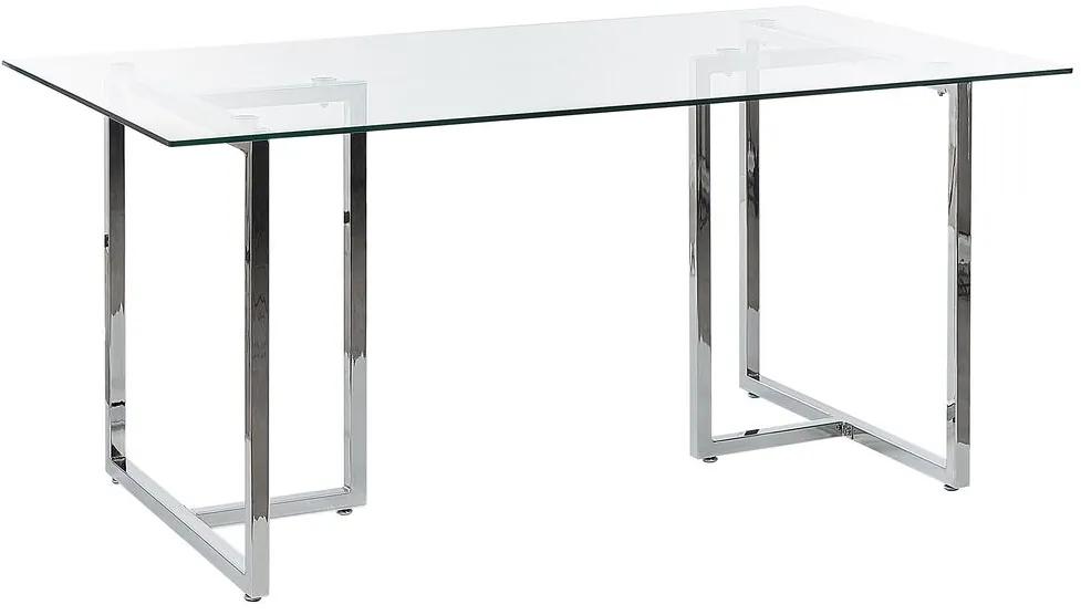 Mesa de jantar com vidro temperado e pernas prateadas 160 x 90 cm ENVIA Beliani