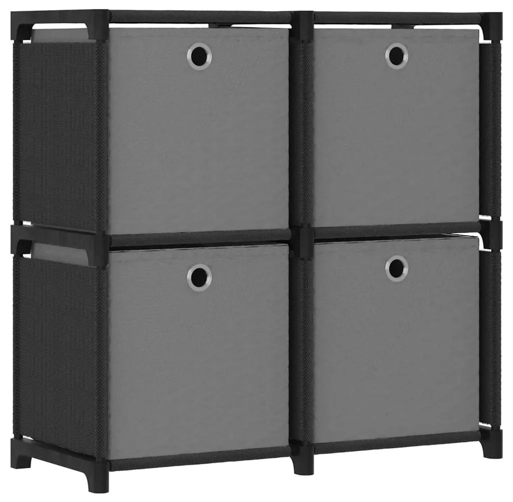 vidaXL Unidade prateleiras 4 cubos c/ caixas 69x30x72,5cm tecido preto