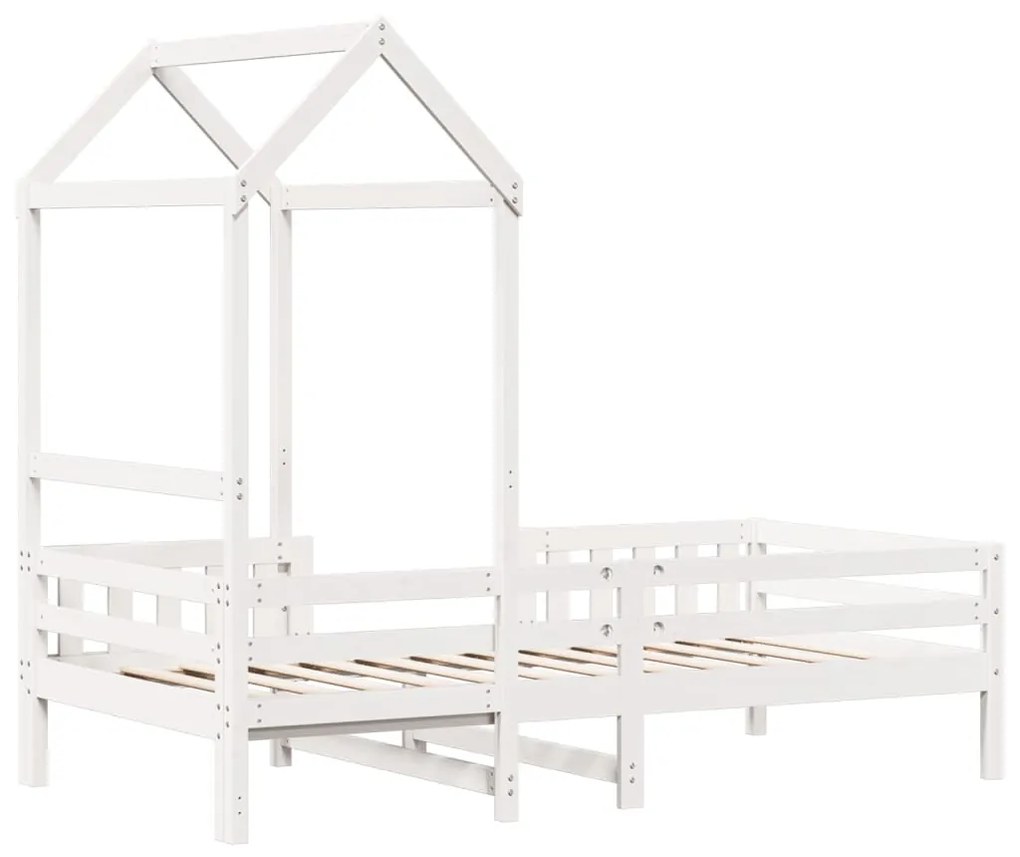 Estrutura de cama com telhado 80x200 cm pinho maciço branco