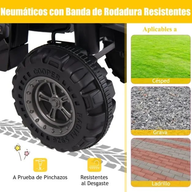 Moto 4 eletrica para crianças 6V de 4 rodas com botão de arranque Pneus Faróis LED Preto