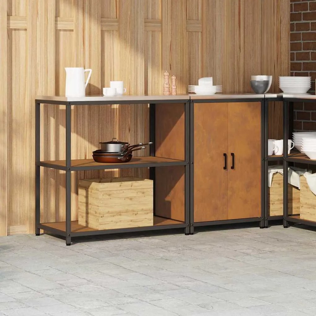 Conjunto de Armazenamento de Cozinha 2 pcs Ferro Enferrujado