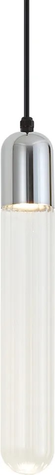 Candeeiro Pendente Art Deco Cromado com Vidro Canelado IP44 - Walcott