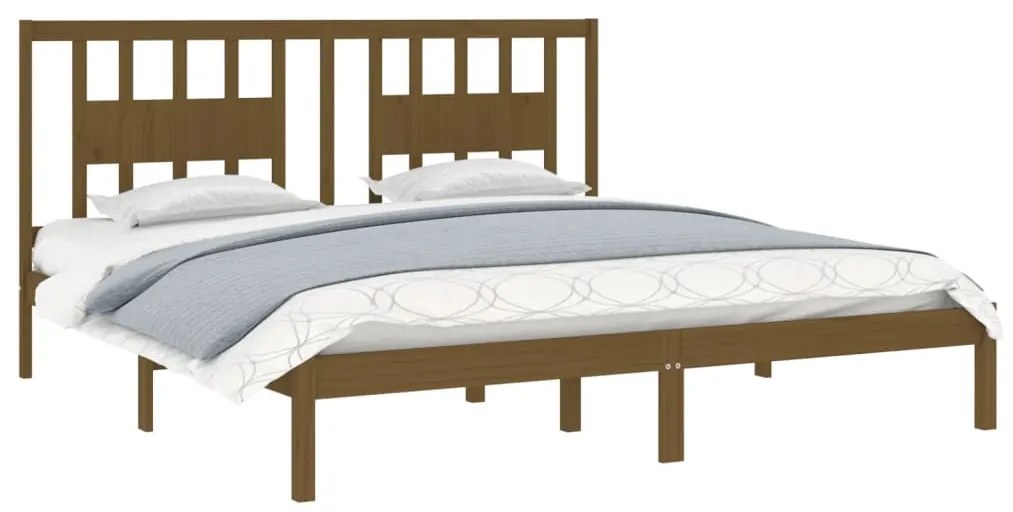 Estrutura de cama 200x200 cm pinho maciço castanho mel