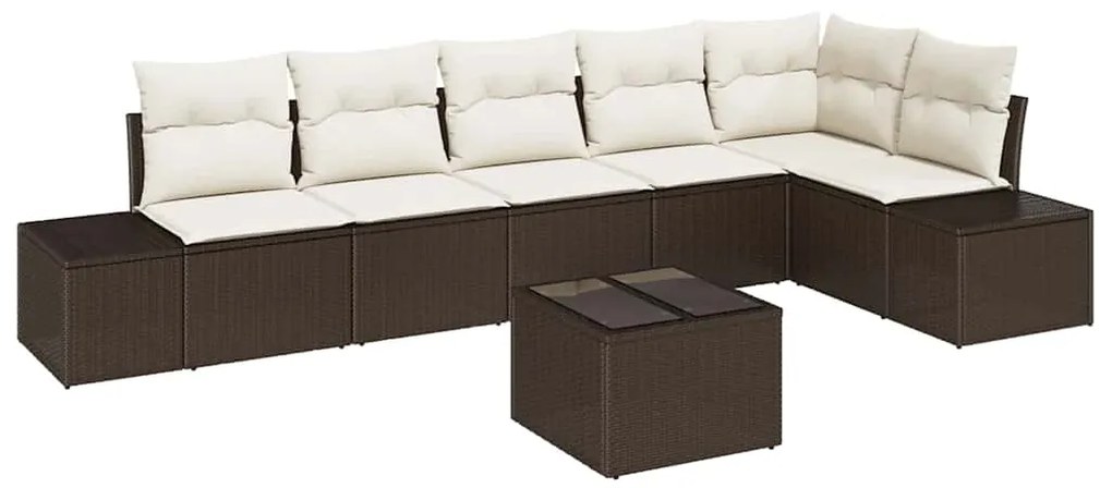 Conjunto de Sofá de Jardim 6 Peças com Almofadas Cinzas em Poli Rattan