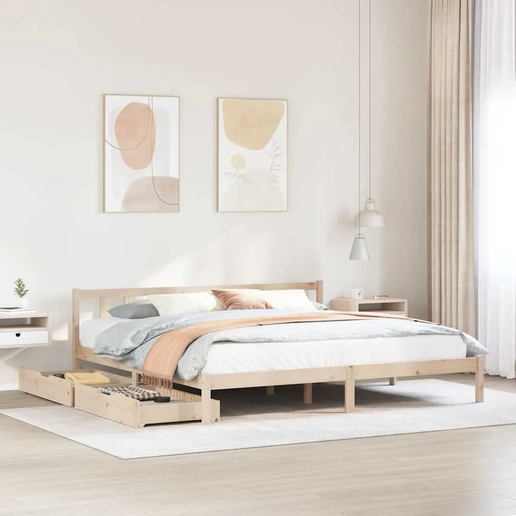 vidaXL Cama sem colchão 200x200 cm madeira de pinho maciça