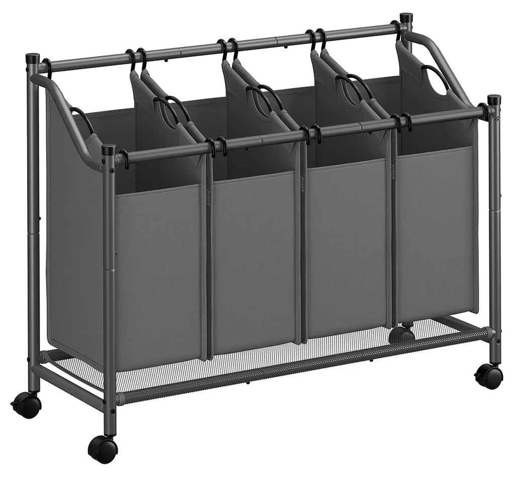 Cesto da roupa suja 105 x 38,5 x 67/81 cm com rodas 4 x 45 L cinza ardósia