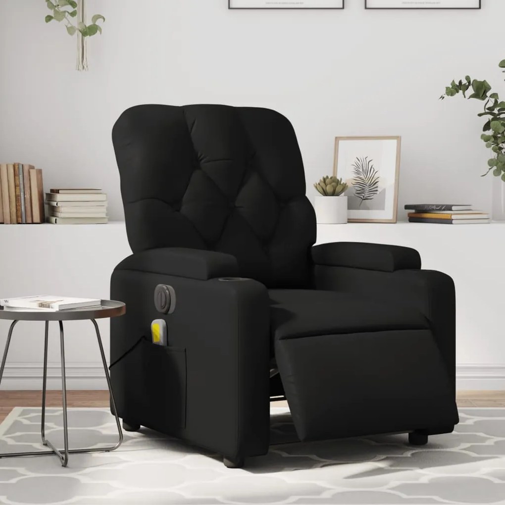vidaXL Poltrona massagens reclinável elétrica couro artificial preto