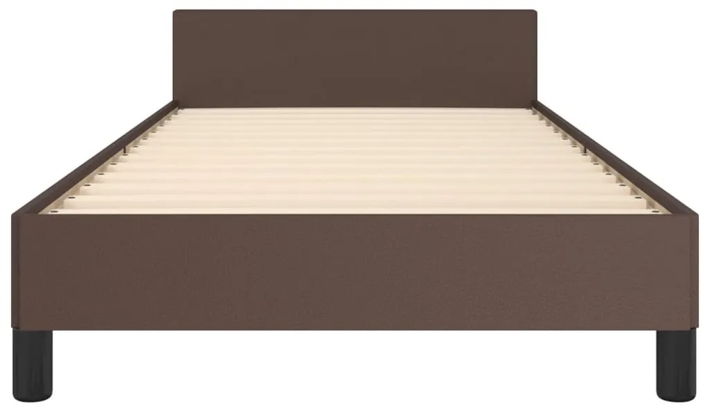 Estrutura de Cama Salu com Cabeceira em Couro Artificial Castanho - 80