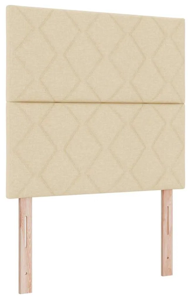 Cama Box Spring vidaXL com Colchão e LED Creme 90x200 cm Tecido