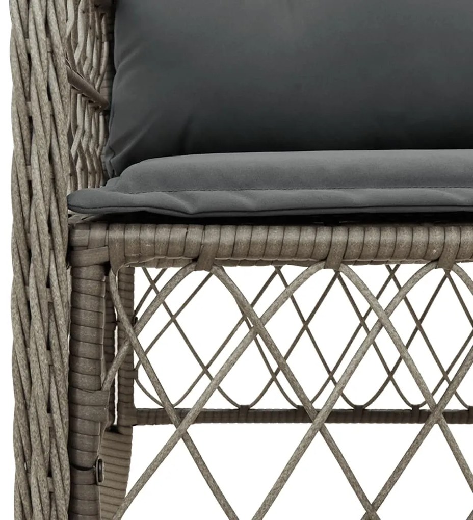 3 pcs conjunto bistrô com almofadões vime PE cinza