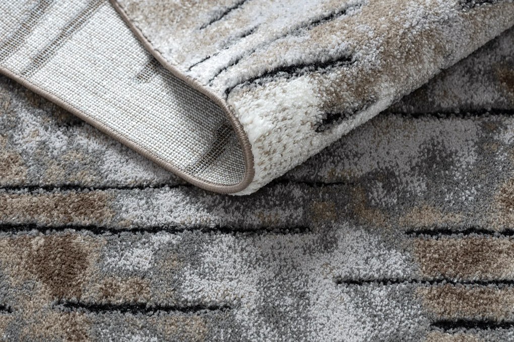 Tapete moderno COZY 8876 Rio - Structural dois níveis de lã castanho