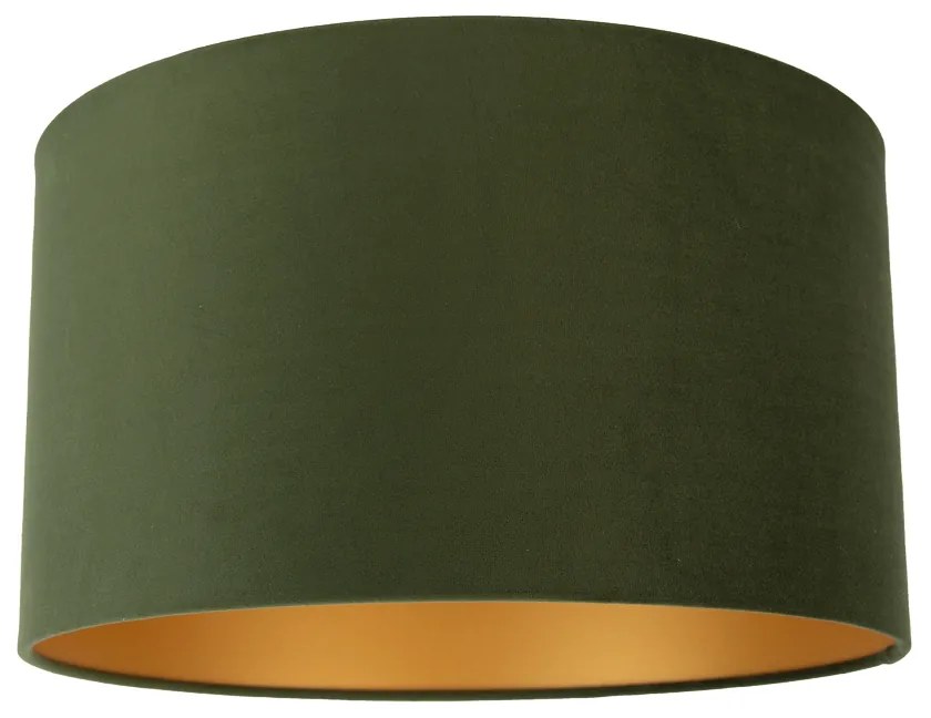 Abajur de Veludo Verde 35/35/20 com Interior Dourado