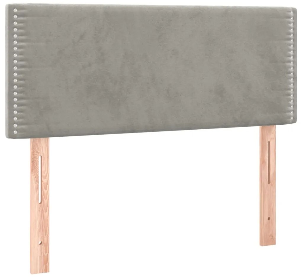 Cama box spring c/ colchão/LED 120x200 cm veludo cinzento-claro