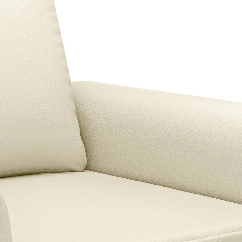 3 pcs conjunto sofás c/ almofadões couro artificial cor creme
