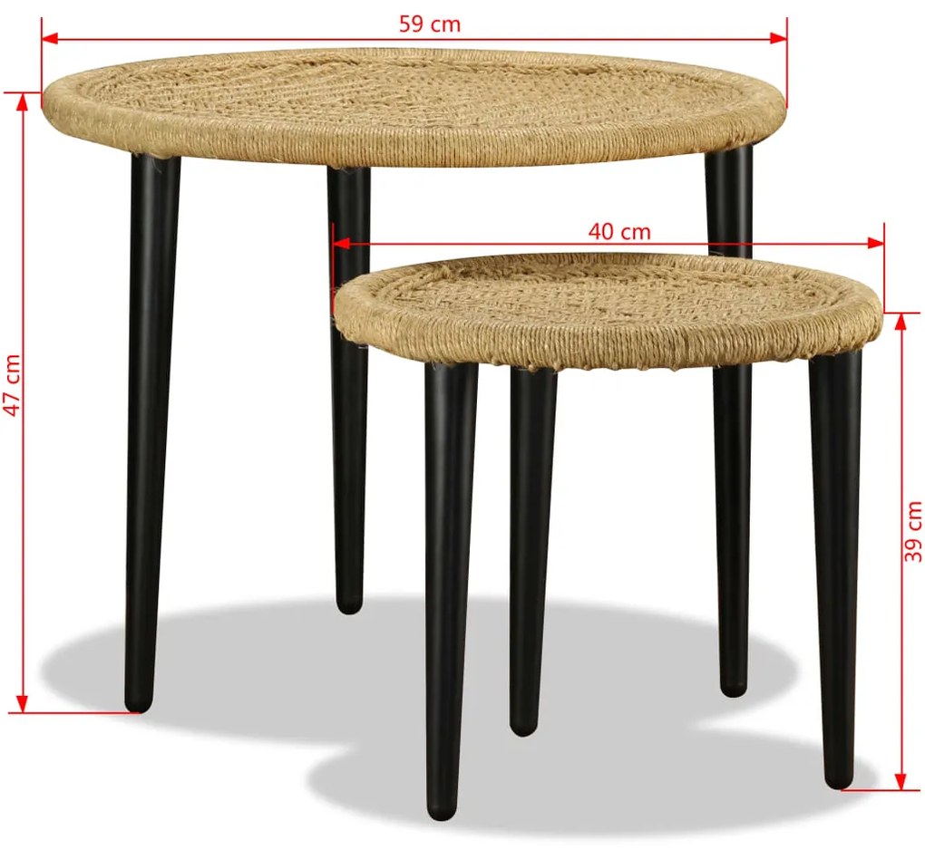 Conjunto de mesas de centro 2 pcs juta natural