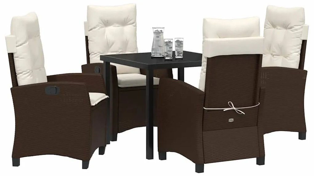 Conjunto de Jantar de Jardim com 5 Peças e Almofadas - Rattan Poliéste