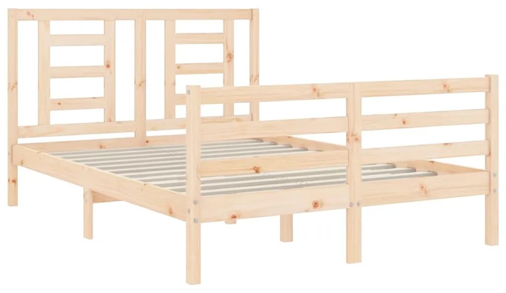 Estrutura de cama com cabeceira 140x190 cm madeira maciça