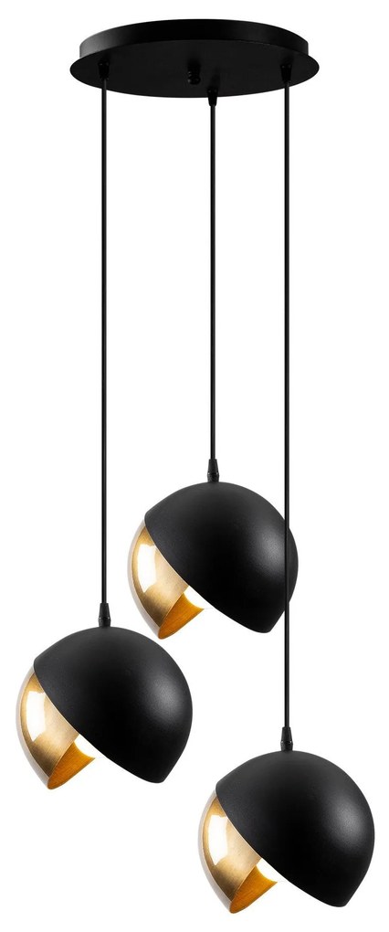 Candeeiro de Teto Berceste – Preto e Dourado – 40 cm de Diâmetro
