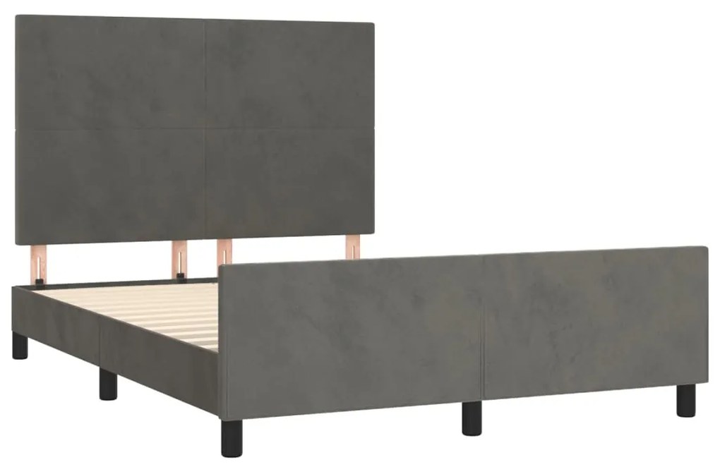 Estrutura de cama sem colchão 140x190 cm veludo cinzento-escuro