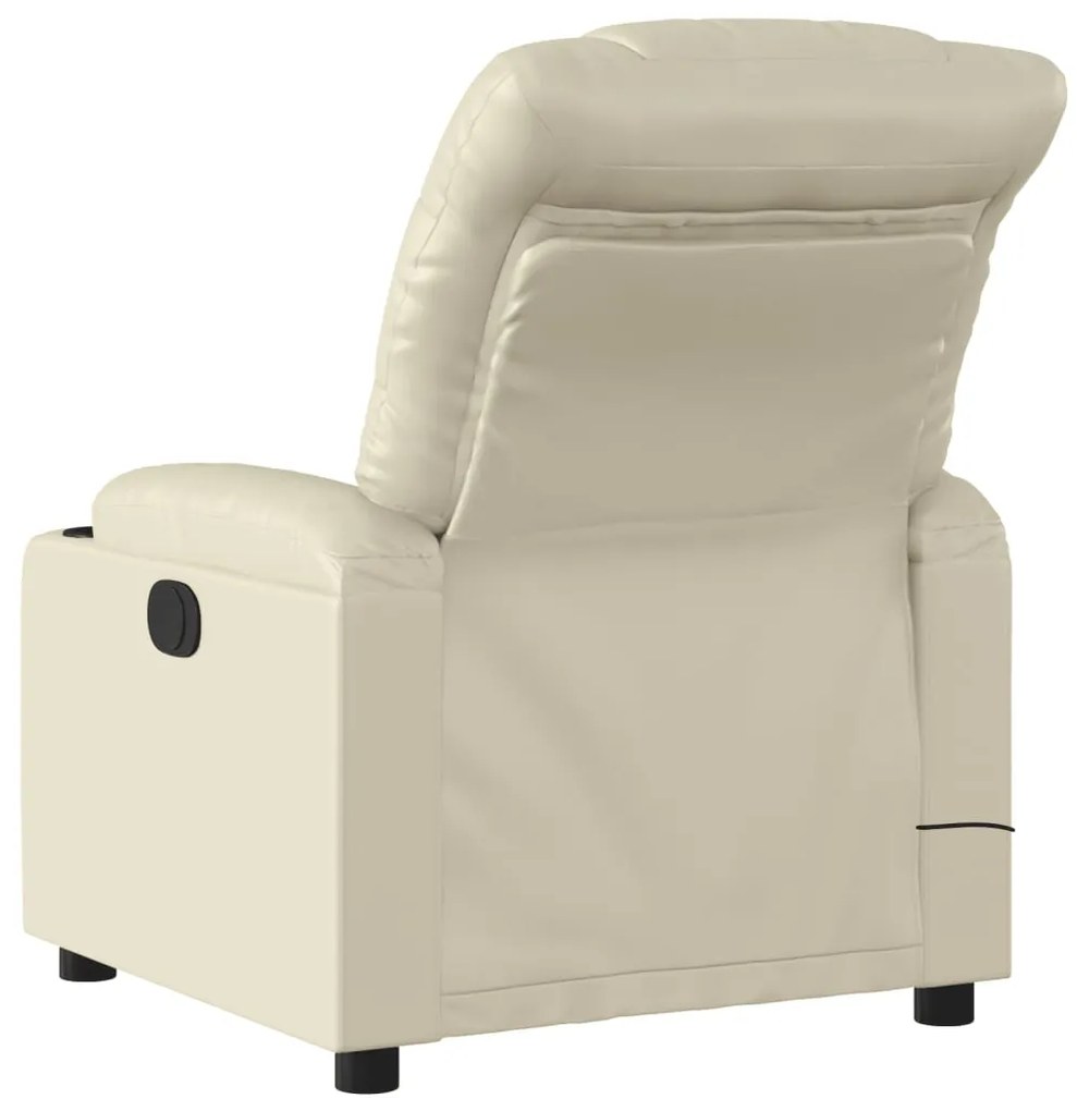 Poltrona de massagens reclinável couro artificial cor creme