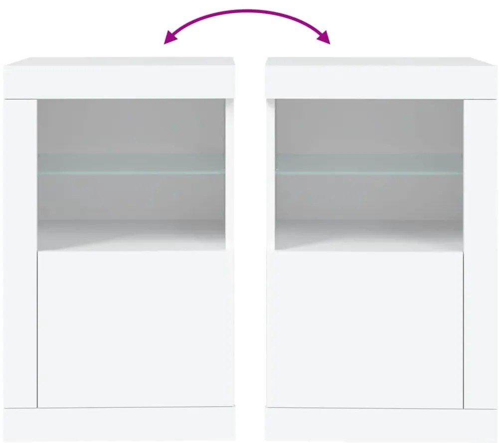 Armário de apoio com luzes LED derivados de madeira branco