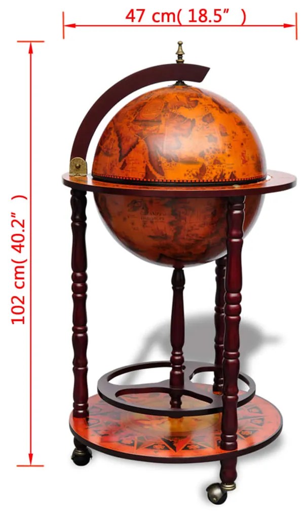 Suporte para garrafas de vinho forma de globo madeira eucalipto