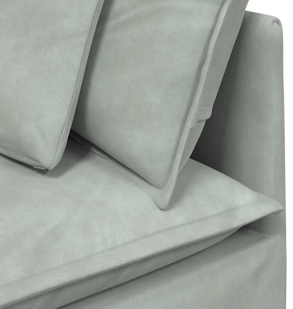 Sofá modular com almofadas veludo cinzento-claro