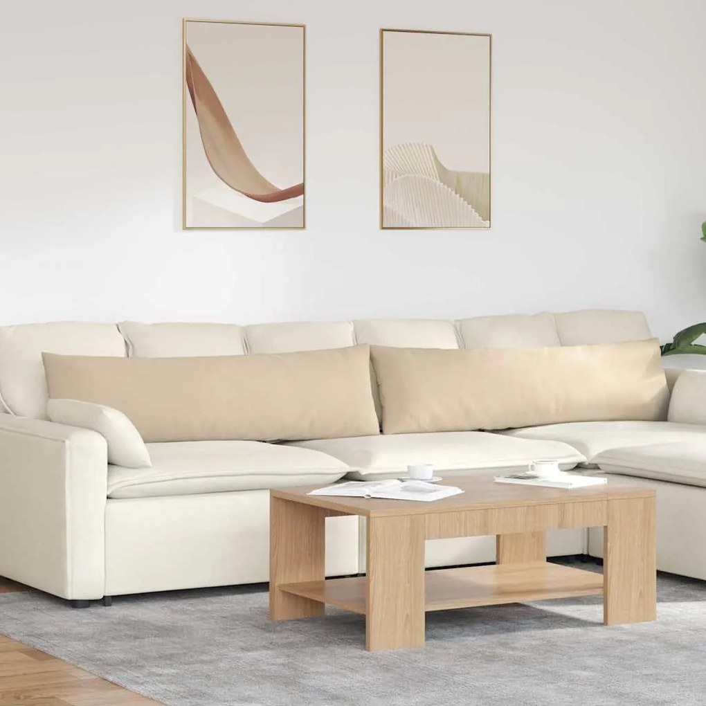 vidaXL Travesseiros de Sofá 2 pcs Creme 145 x 40 cm tecido