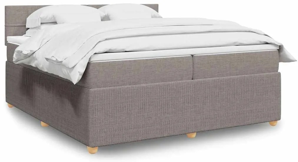 vidaXL Cama com molas/colchão 200x200 cm tecido castanho-acinzentado