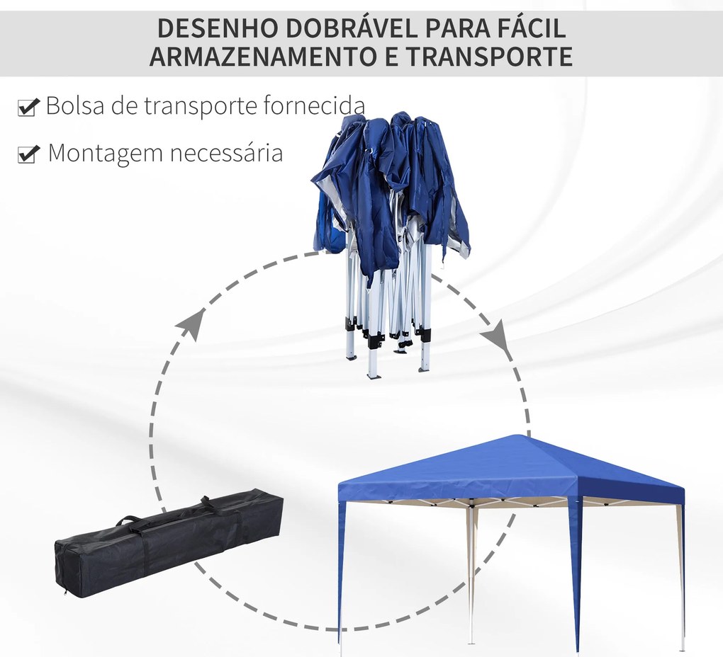 Tenda Dobrável 295x295x255 cm com Bolsa de Transporte Altura Ajustável