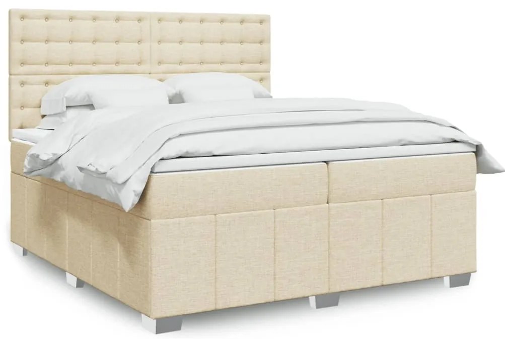 Cama com molas/colchão 200x200 cm tecido cor creme