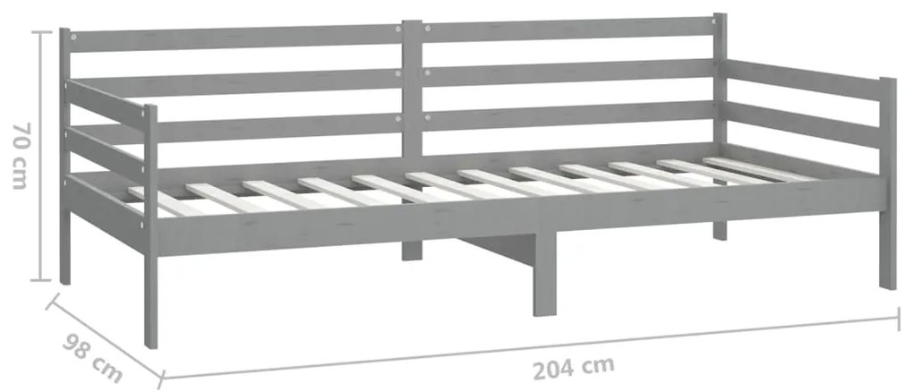 Sofá-cama 90x200 cm madeira de pinho maciça cinzento