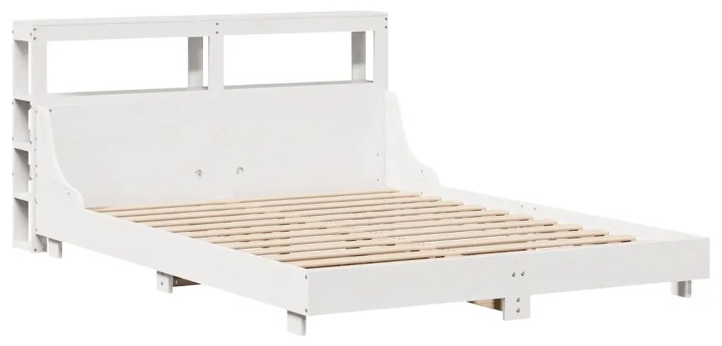 Cama sem colchão 140x190 cm madeira de pinho maciça branco