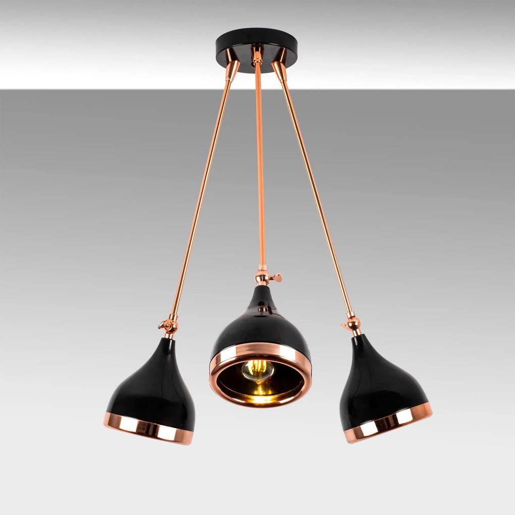 Candeeiro de Teto Yildo – Preto Cobre – 60 cm x 63 cm