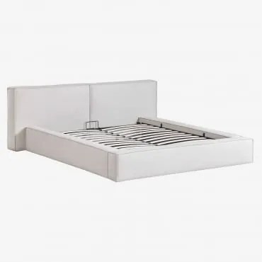 Cama Com Canapé Abatível Estofada Lunari Chenille Branco Pérola & 140 X 190 Cm & Sem Colchão - Sklum