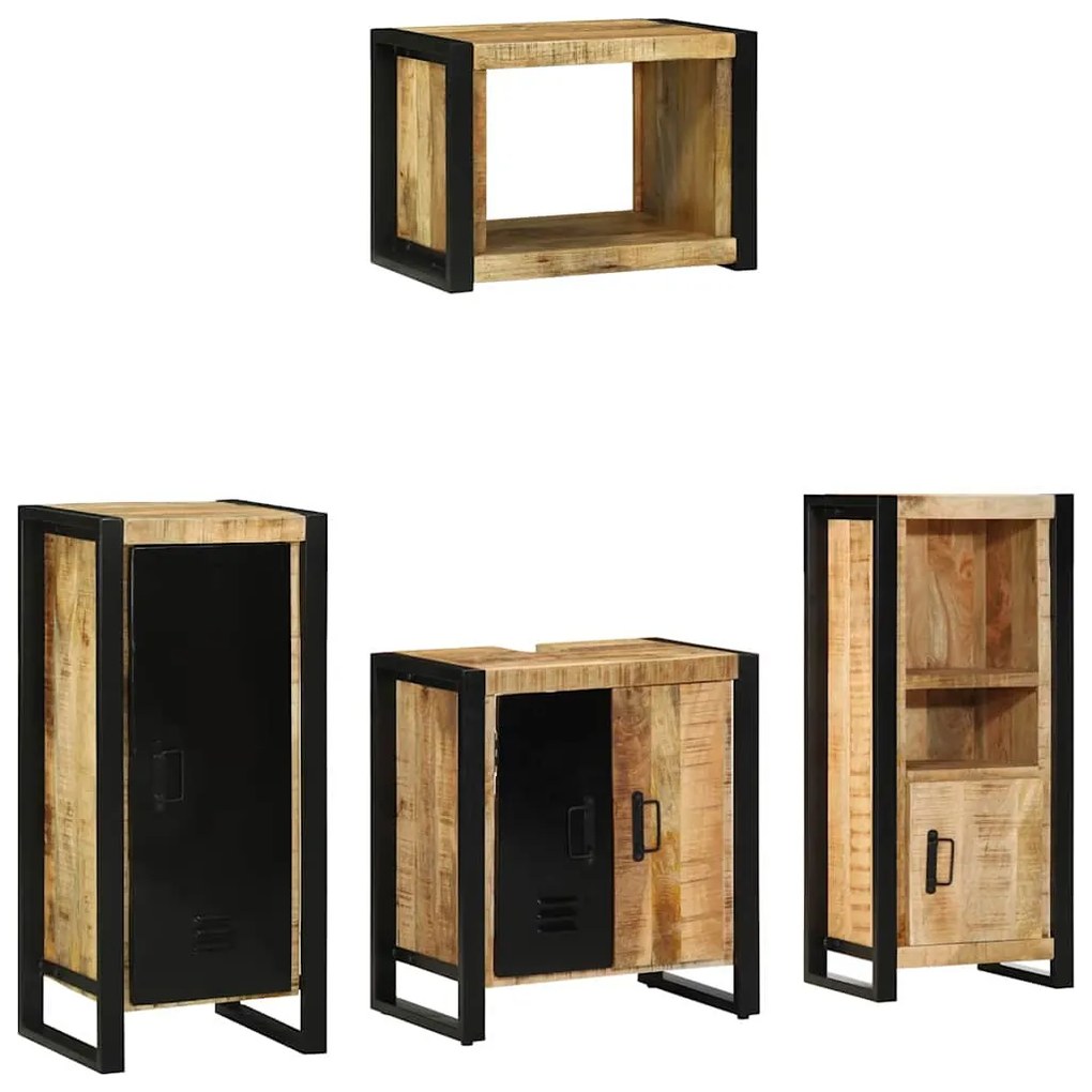 vidaXL Conjunto de Móveis para Banheiro 4 pcs Madeira de manga maciça