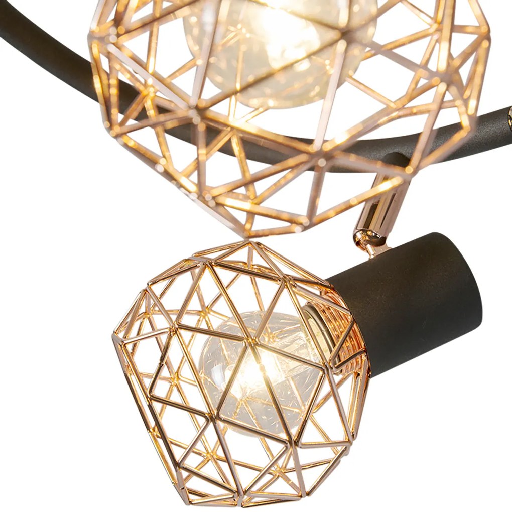 Projetores modernos pretos com cobre 3 luzes - Mesh