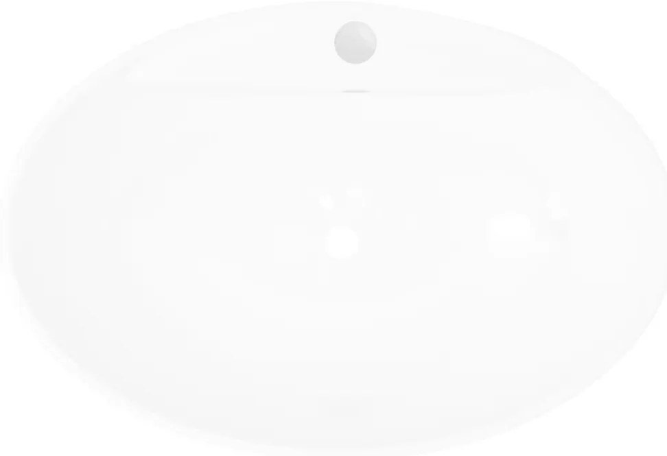 Lavatório cerâmico oval branco com buraco para torneira