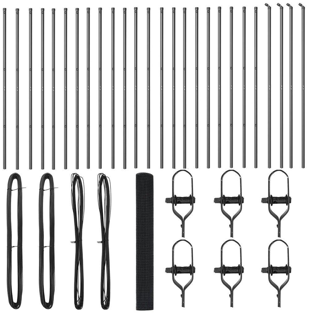 Cerca de Fio Soldado com 13 Postes Cinza 1x50 m Aço