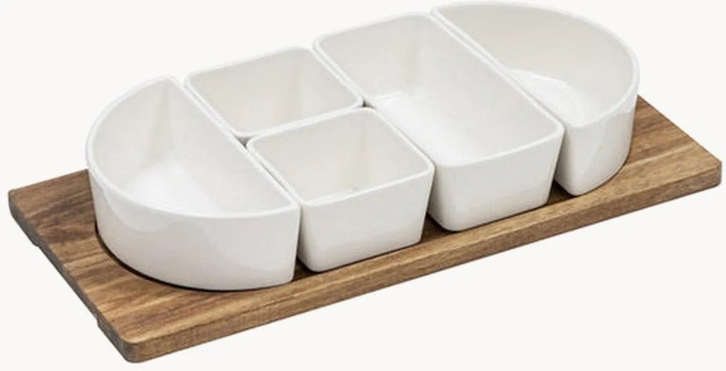 Taças para aperitivos de porcelana com tabuleiro, conjunto de 4