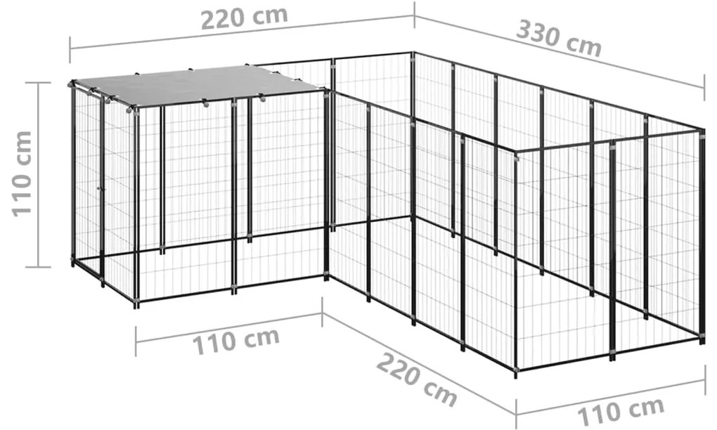Canil 4,84 m² aço preto