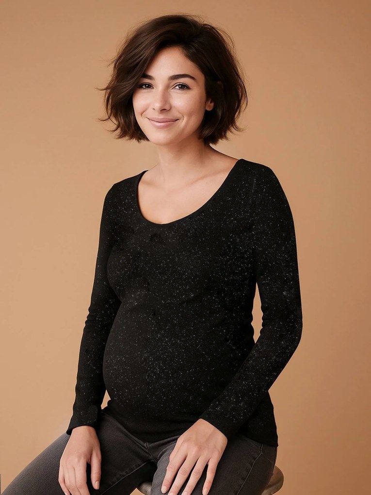 Camisola iridescente Envie de fraise, de grávida  preto