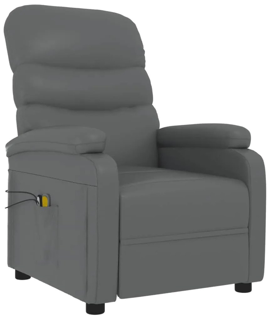 Poltrona de massagens elétrica couro artificial cinzento